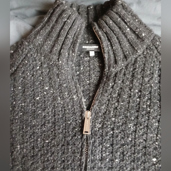 Final Week - DSQUARED2 Wool/Cashmere, Donegal, Full Zip Sweater, Black, Size M - Picture 2 of 7